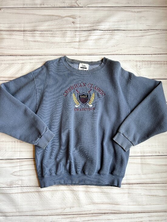Vintage Other - Vintage American Classic Golf Tradition Fleece Pullover Sweatshirt Gray Blue (M)